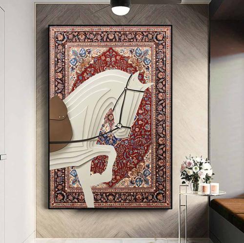 لوحه الخيل خلفية سجاد
