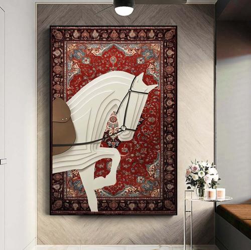 لوحه الخيل خلفية سجاد
