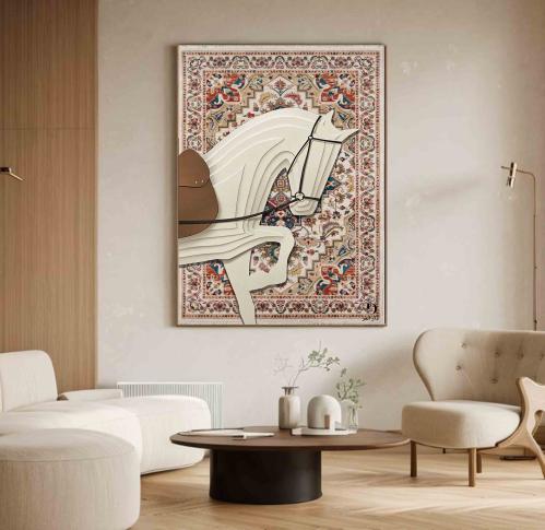 لوحه الخيل خلفية سجاد