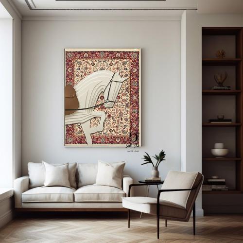 لوحه الخيل خلفية سجاد