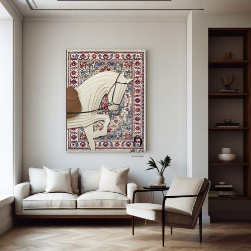 لوحه الخيل خلفية سجاد