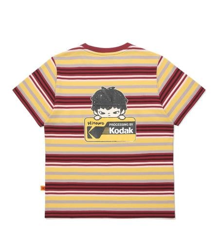 Hirono - Striped Graphic Short Sleeve T-shirt Women RED