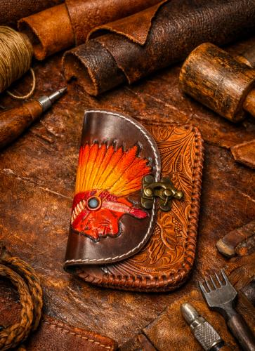 محفظة جلد بقر طبيعي