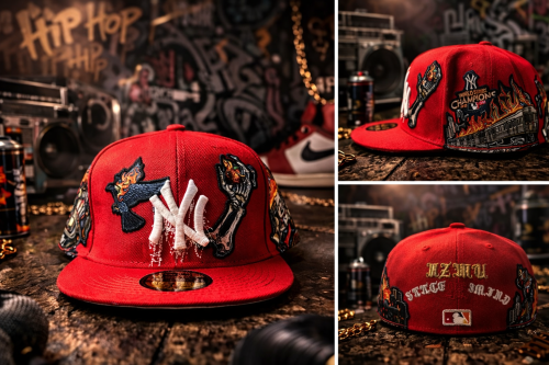 كاب NY أحمر مقفل