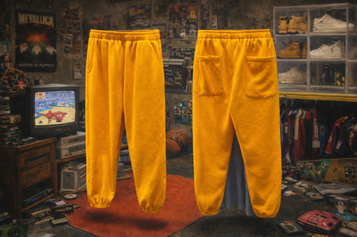 بنطلون قطني أصفر تصميم