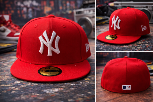 كاب NY أحمر مقفل