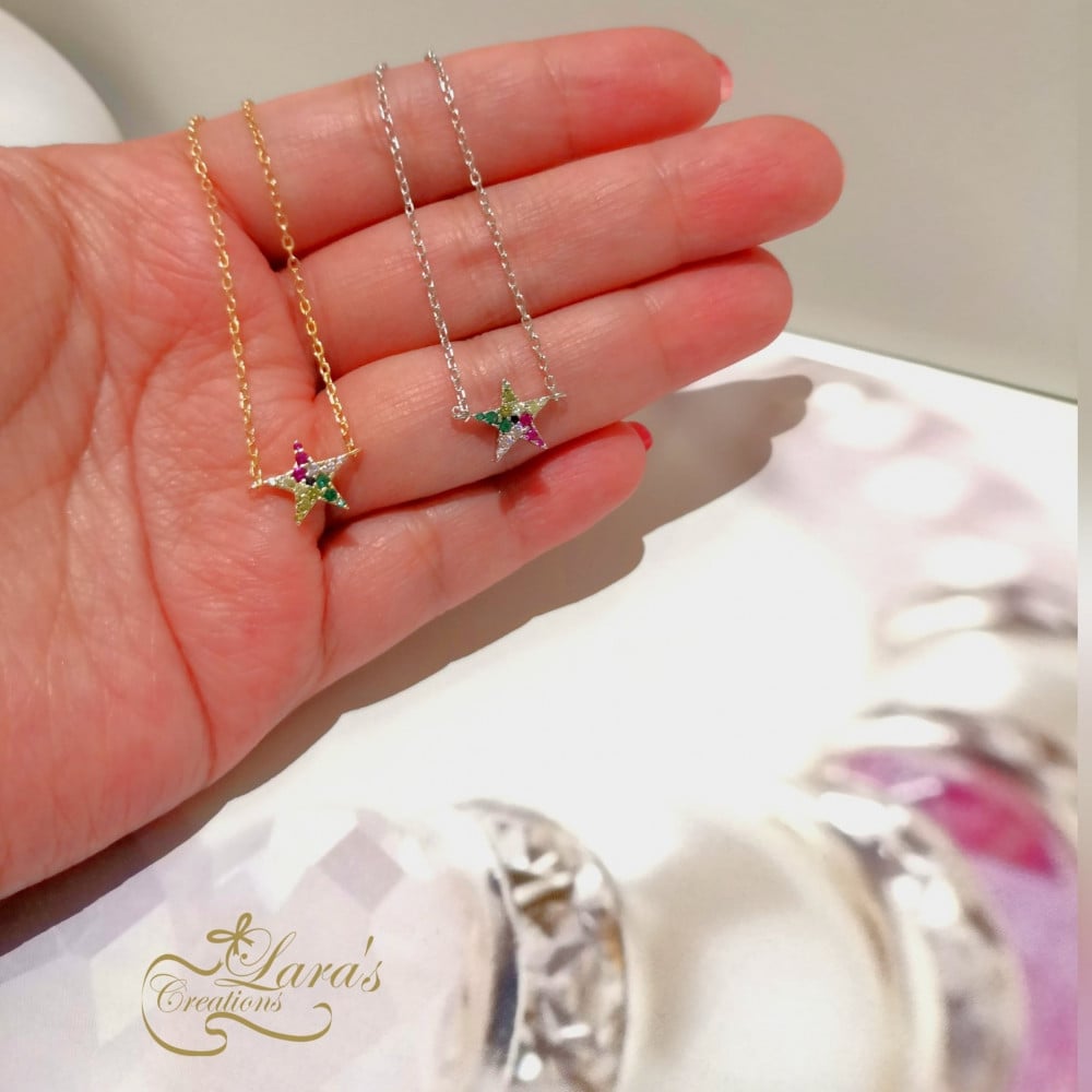 Pure silver star necklaces