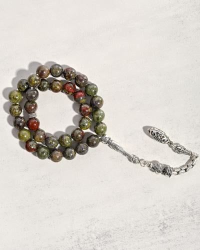 سبحة حجر طبيعي دراقون بلود