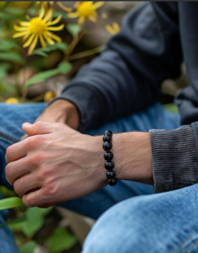 سوار معصم رجالي حجر زجاج بركاني