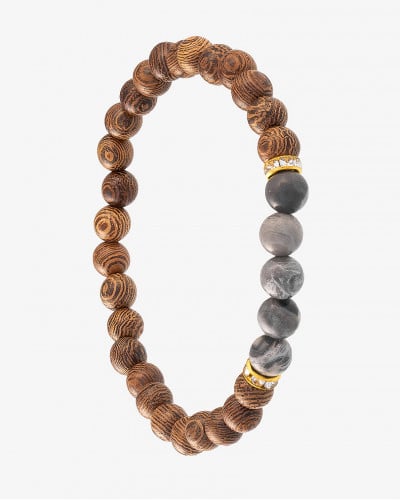 Natural wood and labradorite bracelet