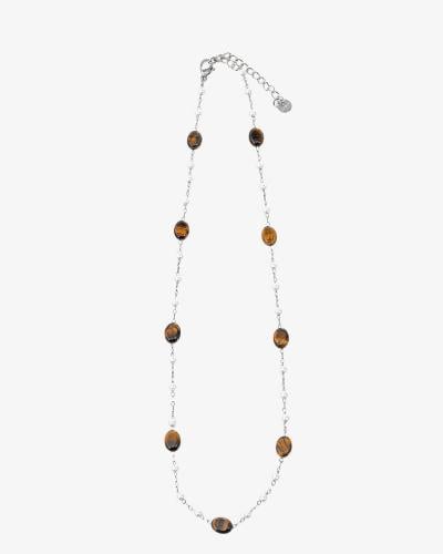 عقد أنيق بحجر عين النمر الطبيعي