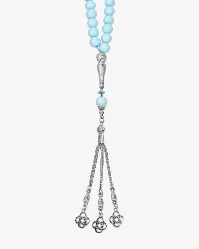 سبحة حجر كرستال سماوي فاخر