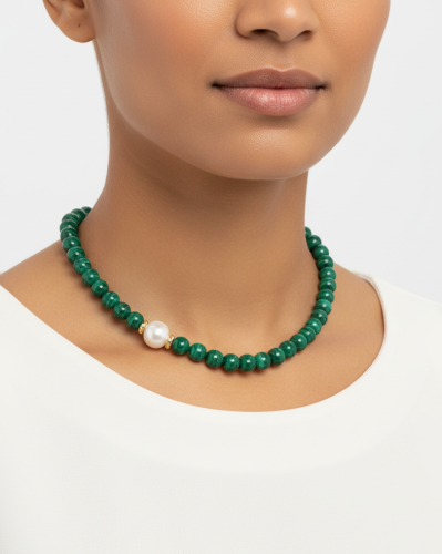Natural malachite stone women's necklace