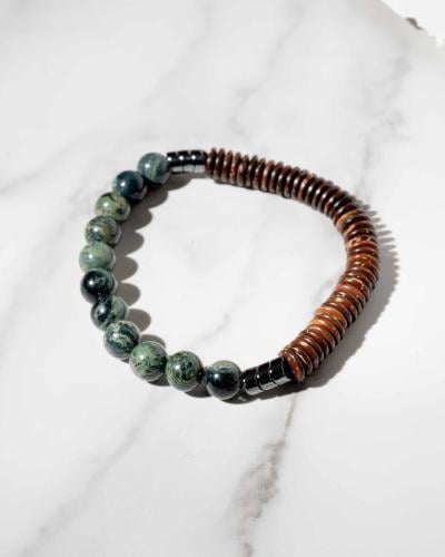 سوار رجالي حجر سيرافينيت وخشب انيق