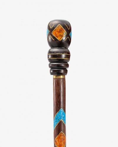 عصا عكاز مقبض دائري شبيه الفيروز والكهرمان