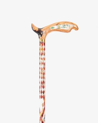 عصا عكاز ايبانوس مزين بصدف طبيعي