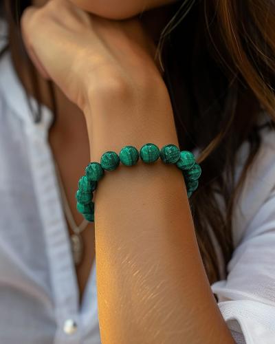 Natural green malachite stone bracelet