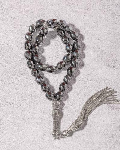 سبحة حجر طبيعي هيماتيت اسود انيق