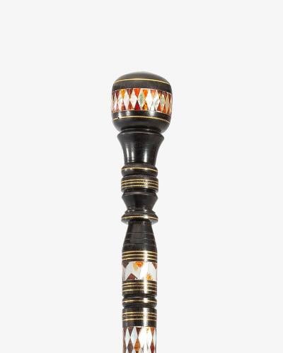 عصا عكاز ايبانوس طبيعي مرصع بصدف طبيعي