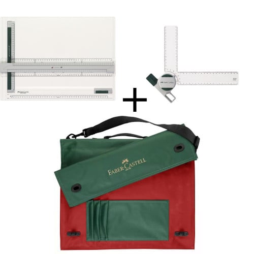 لوحة رسم هندسية A3 + مسطرتين للزوايا | FABER-CASTELL