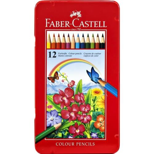 الوان خشبية - فابر كاستل 12 قلم تلوين في علبة معدنية