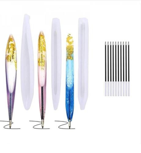 قوالب سيليكون أقلام حبر 3 قطعة + حبر 10 حبة