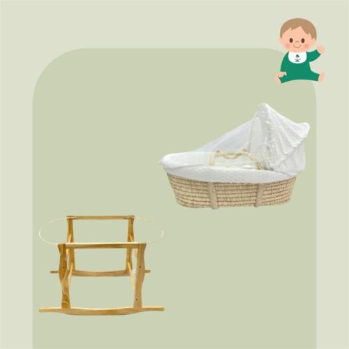 سرير سلة موسى شامل القاعدة خشبي