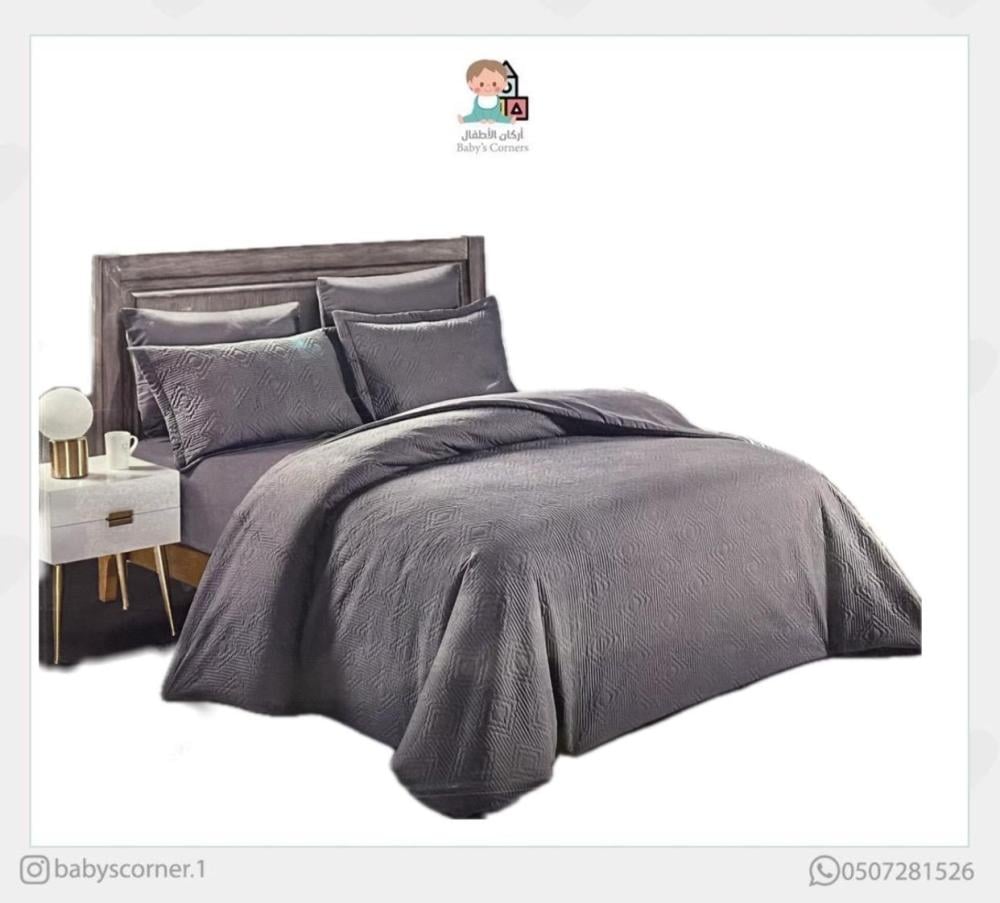 مفرش كينج صيفي استريم لايف سادة رصاصي غامق نفرين - 6 قطع
