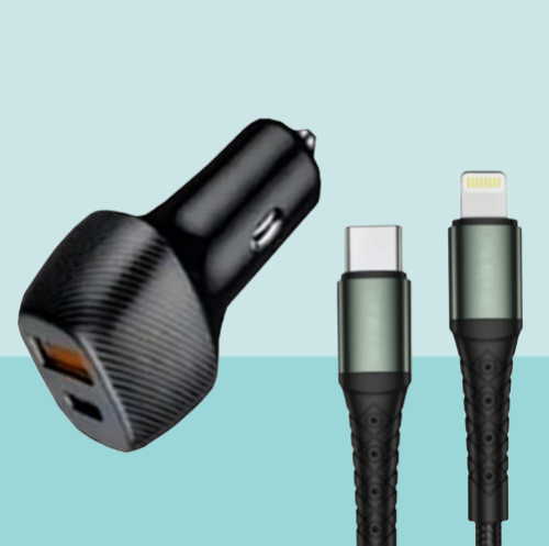 شاحن سيارة مع كيبل ايفون مايكرودجت DCC109I