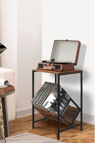 Record Player Stand Table with Album Storage