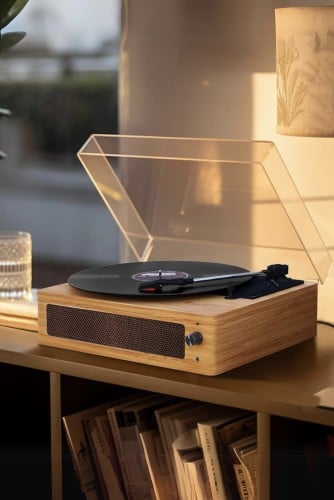 مشغل اسطوانات Fydee خشبي طبيعي