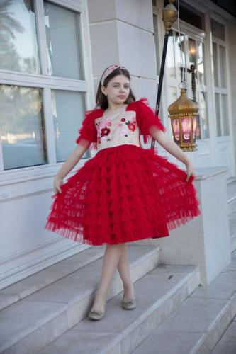 فستان احمر  من 5 سنوات الى 12 سنة