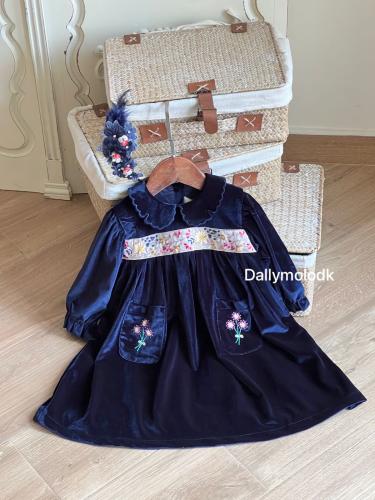 فستان مخمل كحلي  1-7 سنوات