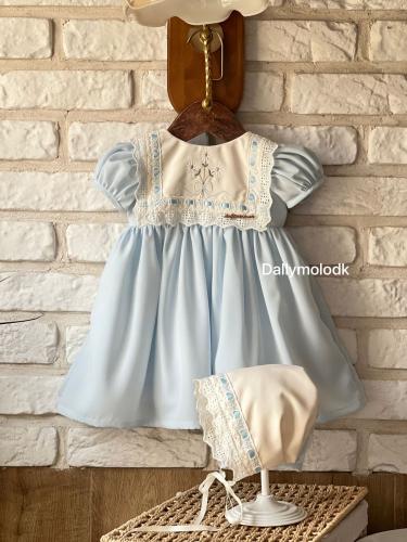 فستان مع القبعة الفرنسية  0-3 الى 1 سنوات