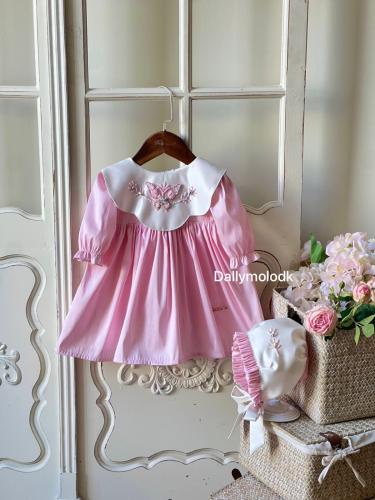 فستان 0-3 الى 1 سنه مع القبعه من2الى  3 سنوات بدون قبعه