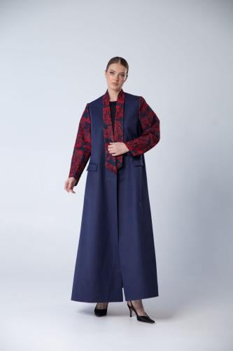 بليزر كحلي مشجر بالجاكار فالكتف