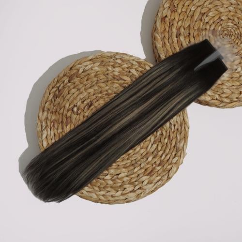 شعر روسي مخفي اسود هايلايت رمادي طول 22 وزن 60 g