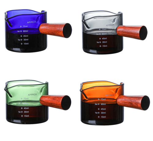 معيار إسبريسو 75 مل بمقبض خشبي بعدة الوان