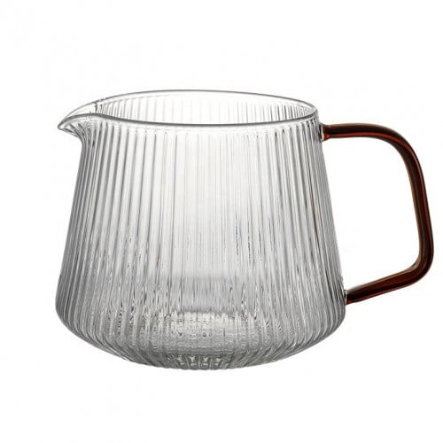 ابريق تقديم زجاجي للقهوة بدون غطاء بمقبض كهرماني
