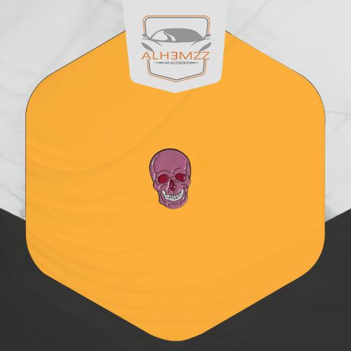 ستكر معدني لاصق - جمجمة وردي