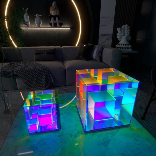 ابجوره طاولة بشكل مكعب بالوان متحوله الاتجاهات  22 x 22 CM