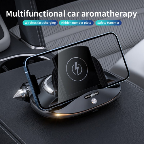 5 in 1 Multifunction Phone Holder Wireless Charger Stand Aromatherapy Lifesaving Hammer
