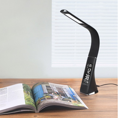 مصباح LED اسود بغطاء جلدي وشاشة LCD