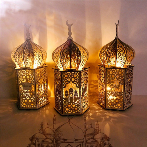 طقم اضاءة LED خشبية 3 قطع