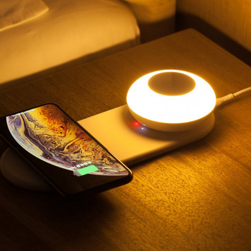 شاحن لاسلكي للجوال مع مصباح ليلي 2 في 1