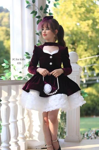 فستان مخمل توتي + شنطه + اكسسوار شعر