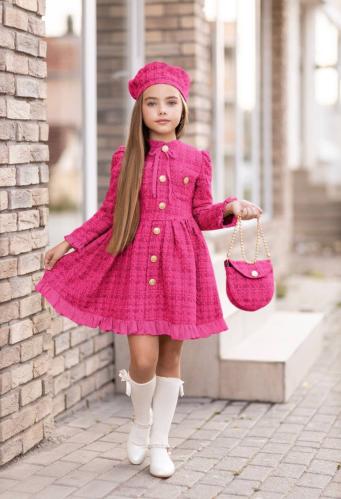 فستان شتوي + شنطه + قبعه+ جوارب