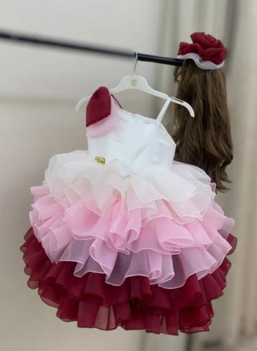 فستان طبقات ملون فونك  + اكسسوار شعر