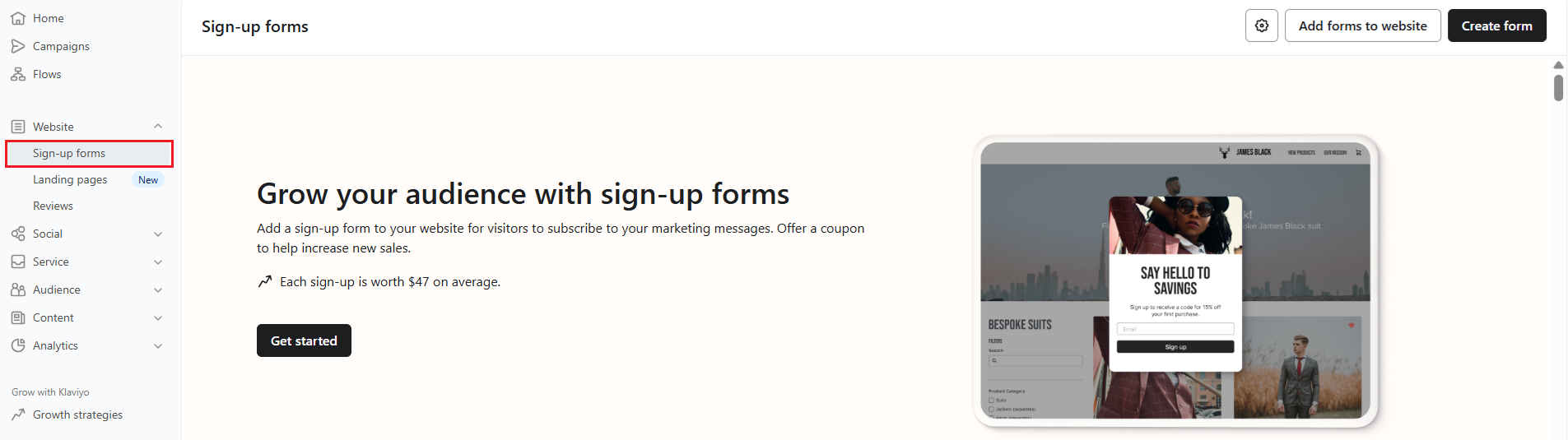 الربط مع كلافيو Klaviyo للبريد الإلكتروني والـ SMS