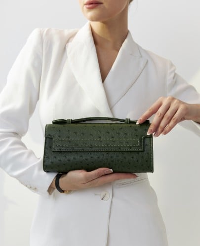 Ostrich Clutch Green